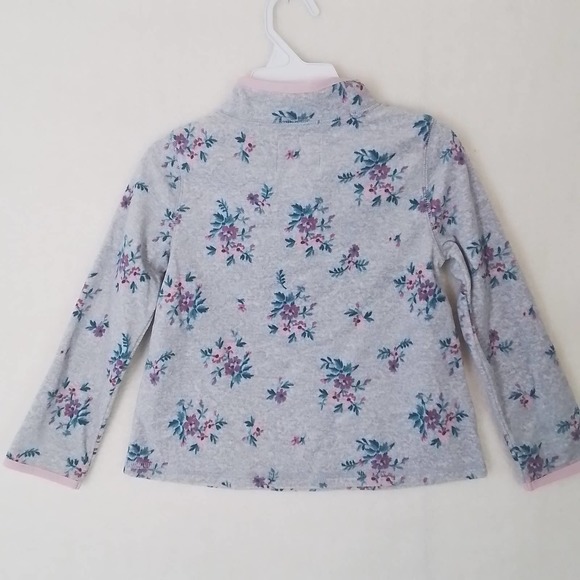 Oshkosh‎ 1/4 Zip Fleece Pullover Size 6 in Grey w/ Floral Print - Picture 2 of 11